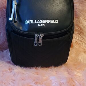 Karl Lagerfeld Black Backpack with Silver Zippers